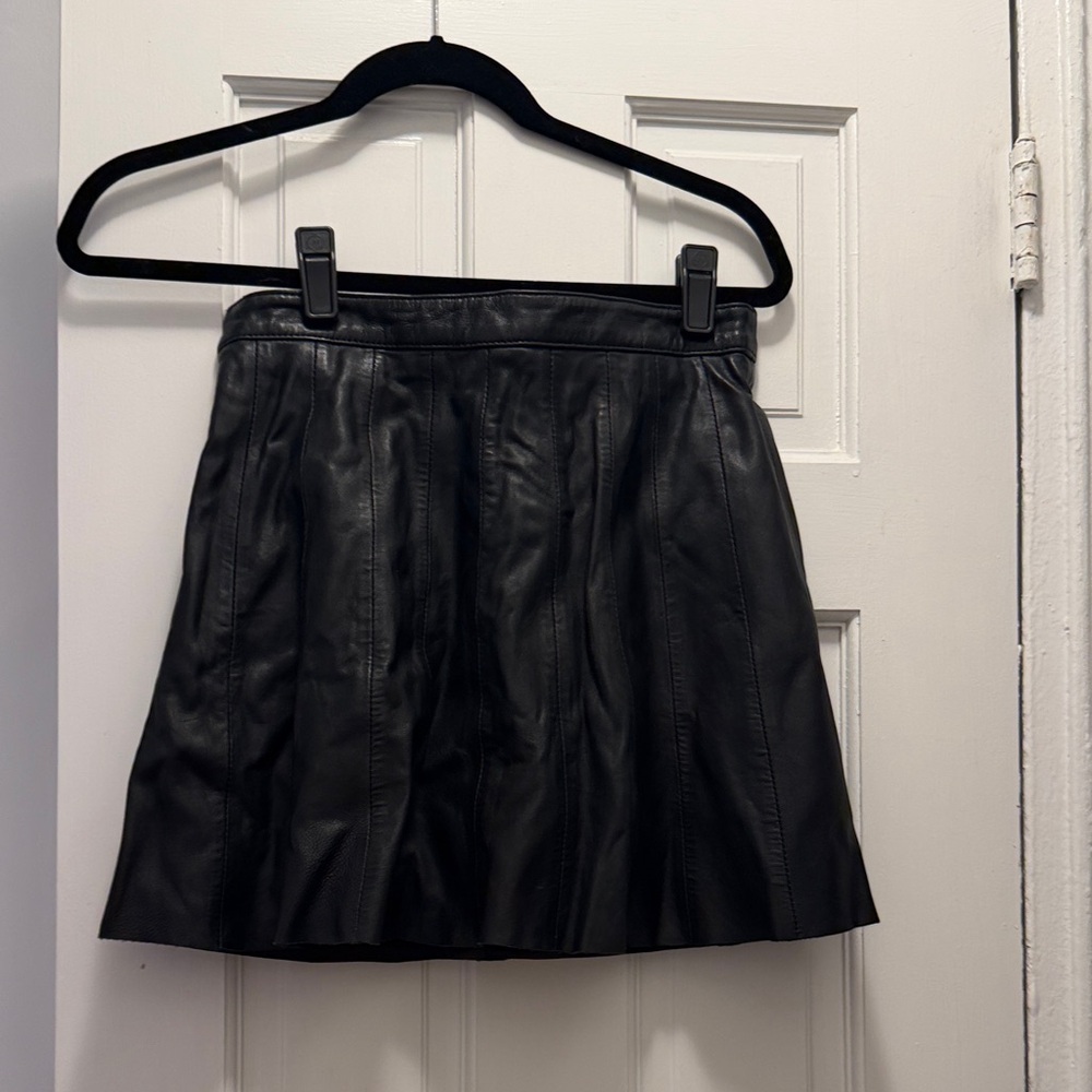 Ted Baker Elegant Black Leather Mini Skirt